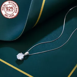 Collana Ciondolo Solitario Zirconi Cubici Taglio Rotondo Zirconio Solido Zirconio - Foto 1 di 7