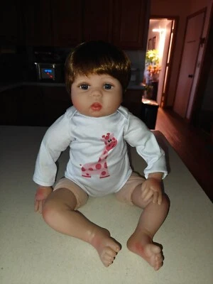 "Muñecas bebé renacido de 20"" realista niño niño muñeca peluca cuerpo de tela muñeca de silicona" Foto 1 de 4