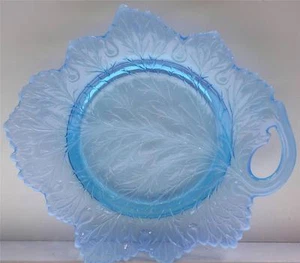 Fenton LEAF PLATE Blue Topaz Opalescent 5116 S7 FREEusaSHIP - Picture 1 of 3