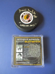 Disco Denis DeJordy 1967 Vezina Firmado Autografiado Blackhawks Deportivo Tex * - Imagen 1 de 3