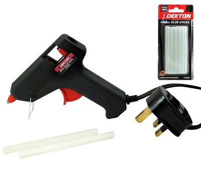 Pistola colla Dekton Hot Melt 10w con 14 bastoncini adesivi hobby artigianato legno plastica