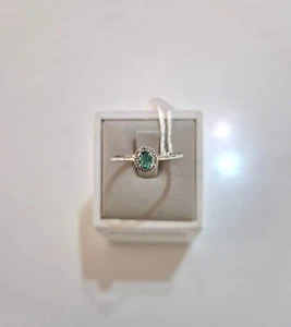 ANELLO Con SMERALDO E DIAMANTI ORO BIANCO 18 KARATI 750% PG Gioielli Solitario - Foto 1 di 9