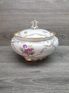 Reichenbach Large Vegetable Serving Dish Lid Floral GDR East Germany Porcelain  - Picture 1 of 8