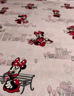 Minnie Maus Baumwollstoff Disney Stoffe 100% Baumwolle Rosa Pink - Bild 1 von 4