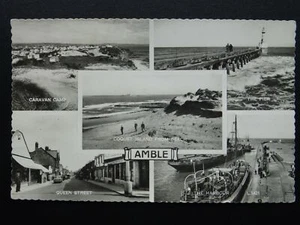Northumberland AMBLE 5 Image Multiview showing CARAVAN CAMP - Old RP Postcard - Picture 1 of 2