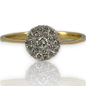 Vintage Diamond Cluster Wedding Ring 18kt Yellow Gold - Picture 1 of 6