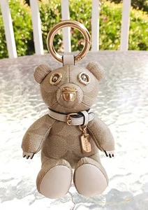 Coach CI102 Beige Signature C Coated Canvas Bear  Bag Charm/Key Chain - Picture 1 of 11