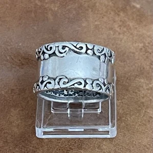 Beautiful Vintage Sterling Silver Fancy Boarder Thick Wide 12mm Band Ring Size 7 - Picture 1 of 17