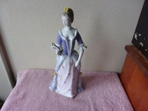 Hollohaza Vintage 10,5" HOHE Figur Frau haltender Spiegel handbemalt - Bild 1 von 7