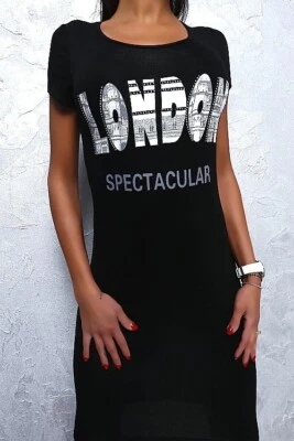 Moda Mia Original Bodycon Stretch Classic London Dress Black L/XL - Bild 1 von 4