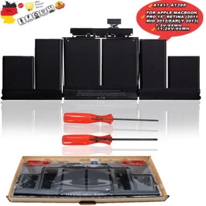 A1417 A1398 Akku für  Apple MacBook Pro 15" Retina Mid 2012-2013 95Wh DE - Afbeelding 1 van 9
