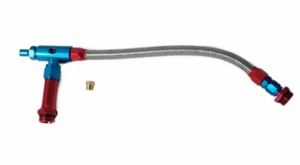 Línea de combustible de bomba doble trenzada Holley 4150 4160 tronco rojo y azul anodizado SBC BBC - Imagen 1 de 4
