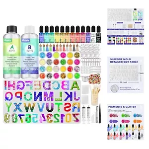 Resin Alphabet Mold Starter Kit 169 Pcs Letter Silicone Keychain Molds Revers... - Picture 1 of 8