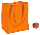 Orange LARGE SHOPPER TOTE BAG: 13 x 12 x 8, Nonwoven, Strong, Light, Folds Flat