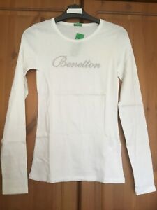 Women's United Colors of Benetton Long Sleeve White T-Shirt Size S