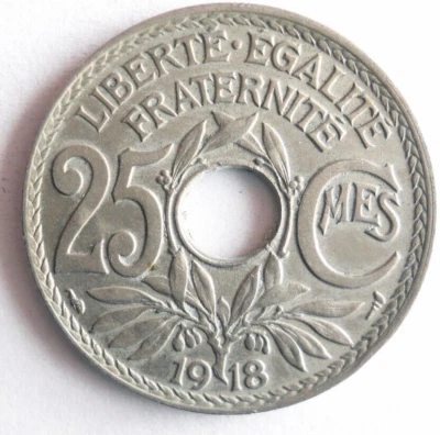 1918 FRANÇA 25 CENTAVOS - Excelente Moeda Vintage - FRETE GRÁTIS - França Bin #8 - Imagem 1 de 2