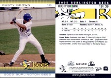 Rusty Brown 2005 MultiAd Burlington Bees #5 Card *AutographDen*