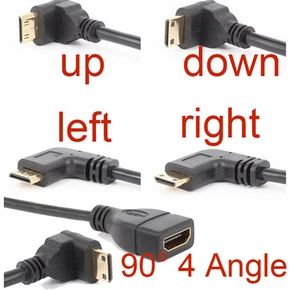 90Degree up/down/left/right Angled Mini HDMI Male to HDMI Adapter Female Cable - Picture 1 of 13