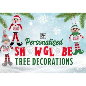 History & Heraldry Personalised Snowglobe Tree Decorations – Family & Blank - Picture 1 of 38