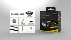NITECORE HC65 UHE USB Charge 2000 Lumens LED Headlight Headlamp White Ligh+Red - Picture 1 of 23