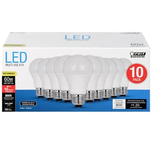 FEIT 60W LED Bulbs Non Dimmable 800L 5K 10PK - Picture 1 of 12