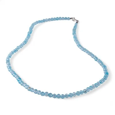 Collana Corta di Topazio azzurro a sfere sfaccettate 4 mm e Argento 925 - Immagine 1 di 3