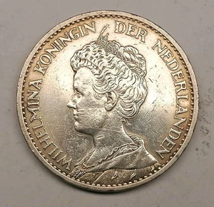 1911 Niederlande 1 Gulden von Wilhelmina, Silbermünze - Bild 1 von 3