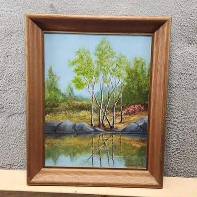 Vintage 1957 Arnaud S O'Neill Oil Painting Table Island Landscape Signed Framed - Image 1 of 4