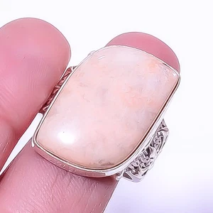Amazonite - Beige Silver Plated Israeli Ring s.9 T6 A371, Christmas Gift - Picture 1 of 6