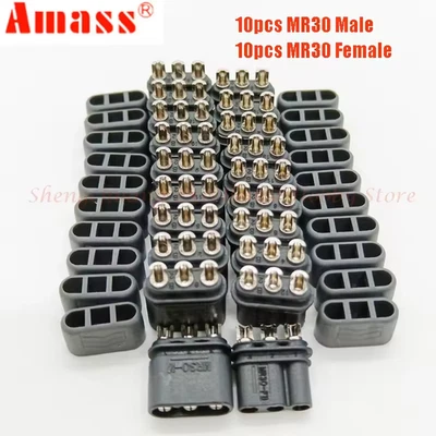 20pcs Amass MR30 Nickel-plated Male/Female Connector Plugs for RC Motor Battery - Image 1 of 4