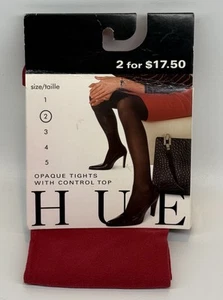 HUE Opaque Tights Control Top Apple Red Size 2 New - Picture 1 of 6