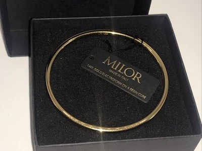 14K Yellow Gold Milor Italy Resin Bangle New Bracelet 8-5/8” Not Scrap - Image 1 of 4