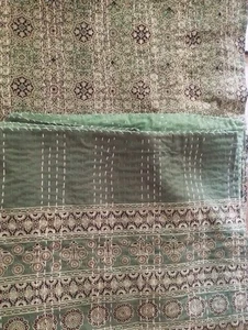 Indian Block Floral Print Kantha Quilt,Blanket Cotton King Size Bedspread Throw - Picture 1 of 12