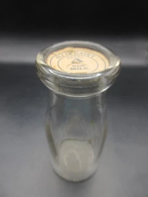 Vtg ELLIS DAIRY Half Pint Clear Glass Bottle w/ Cardboard Cap Grade A Raw Milk - Image 1 of 4