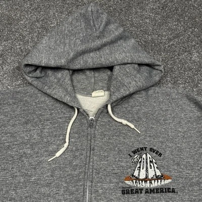 Great America Sweatshirt Men Small Gray Vintage 80s Hood Zip The Edge Tri Blend - Image 1 of 4