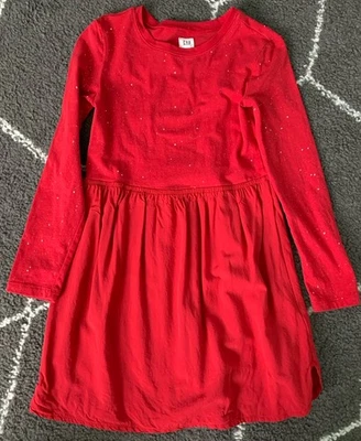 Vestido Gap Niños Rojo Brillante Niñas Talla S 6-7 Usado en Excelente Condición Foto 1 de 3