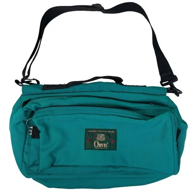 Bolso Mensajero Plegable de Lona de Nailon Azul Teal Orvis De Colección Hecho en EE. UU. Foto 1 de 4