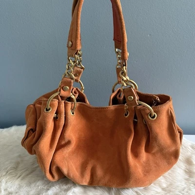 Juicy Couture винтажный Y2K сожжен оранжевый замши громоздкая сумка золотистый оборудование - Изображение 1 из 4