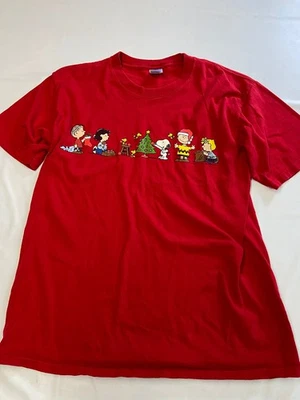 Mens PEANUTS Red Vintage Charlie Brown Christmas T Shirt Sz L - Image 1 of 4