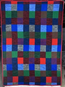 Vintage Biederlack Reversible Blanket Colorful Plaid Colorblock 51x70" Germany - Picture 1 of 8