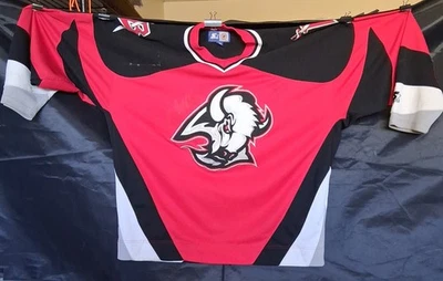 Buffalo Sabres RARE XXL Vintage 90s Red Goathead Starter Signed Ryan Miller  - Image 1 of 4