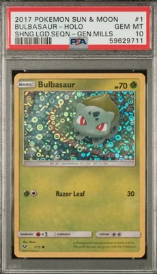 LOW POP Graded PSA 10 Bulbasaur 1/73 General Mills 2017 Sequin Holo Pokémon Card - Image 1 of 2