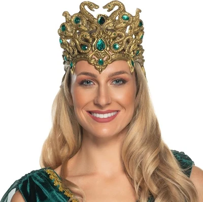 Gold Medusa Snake Headpiece Green Jewels Halloween Costume One Size Fits Most - Image 1 of 4