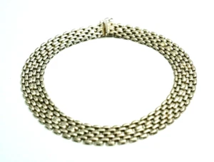 Vintage Sterlingsilber Gewebtes Netz Halskette 103,3 g 1 Zoll Breite Verschluss 925 Italien - Bild 1 von 8