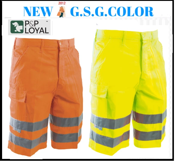ALTA VISIBILITA' BERMUDA UOMO PANTALONCINI LAVORO  fluorescente giallo o arancio - Immagine 1 di 1