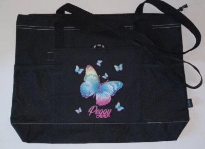 Bolso de Mano Personalizado "Peggy" Negro con Lona Mariposas Foto 1 de 4