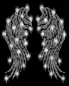 XL STRASSSTEINE FLÜGEL WINGS STRASS BÜGELBILD HOTFIX APPLIKATION ENGEL SILBER - Bild 1 von 4