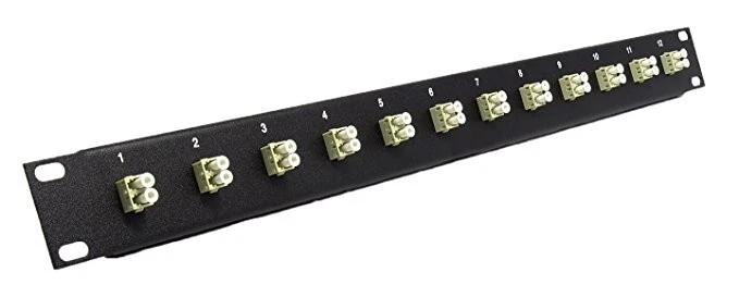 12 Port LC Fiber Patch Panel 10Gb/40Gb Multimode (Aqua Couplers) (Loaded 1u) 19" - Image 1 of 1