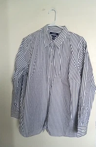 VTG CHAPS No Iron Long Sleeve Button Down White Black Striped Women's Size 2X - Picture 1 of 3