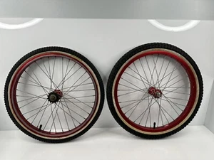 Vintage 1981 Shimano DX Araya Comp II BMX Racing 20” Wheel Set Red Japan - Picture 1 of 20